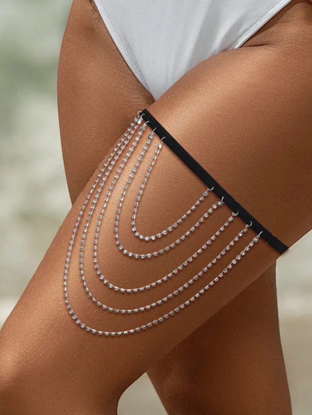 3/$35 New Rhinestone Thigh Chain Leg Harness Crystal Body Jewelry Beach Festival